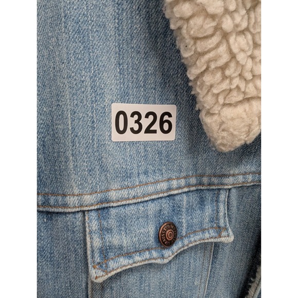 Vintage Levis Denim Sherpa Trucker Jacket Blue 70s 80s Orange Tab No Size Tag - Picture 8 of 8